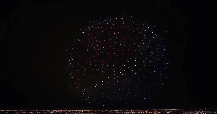 Pepsi logo drawn in the sky by drones during the Super Bowl LI Halftime Show